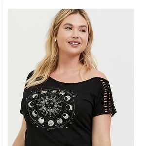 Torrid Moon and Sun Cutout Off Shoulder Tee